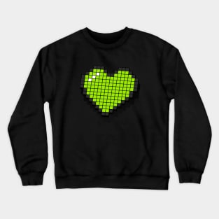 Retro Pixel Heart - Neon Green 3D [Rx-Tp] Crewneck Sweatshirt